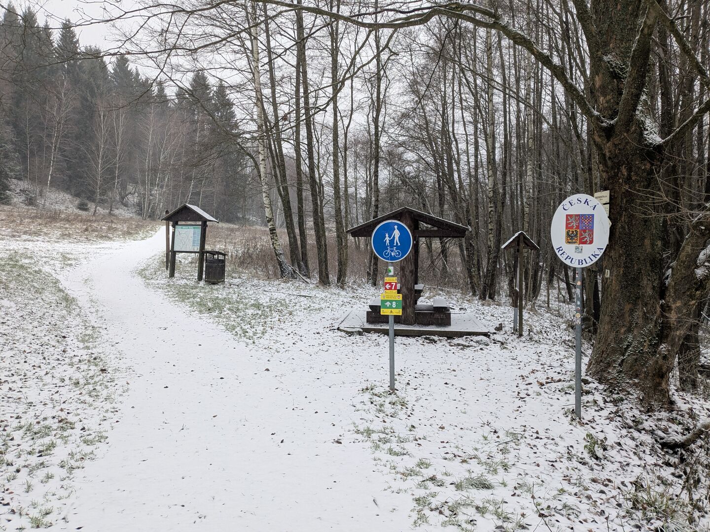 Grenzübergang zwischen Österreich und Tschechien auf der alten Salzstraße.