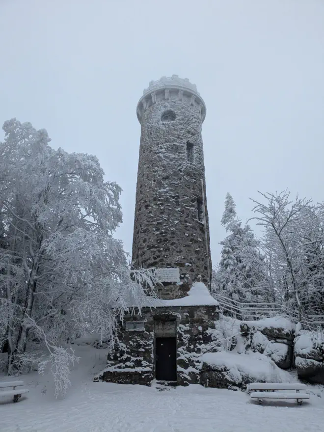 Sternsteinwarte in winter in the snow.