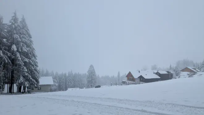 Berggasthof Waldschenke in the snow