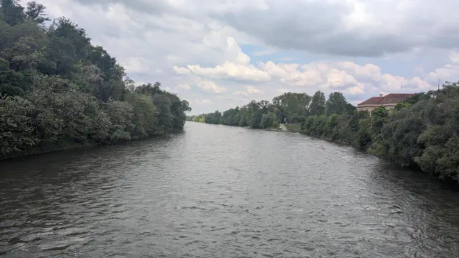 Mura from the Mura bridge in Bad Radkersdorf.